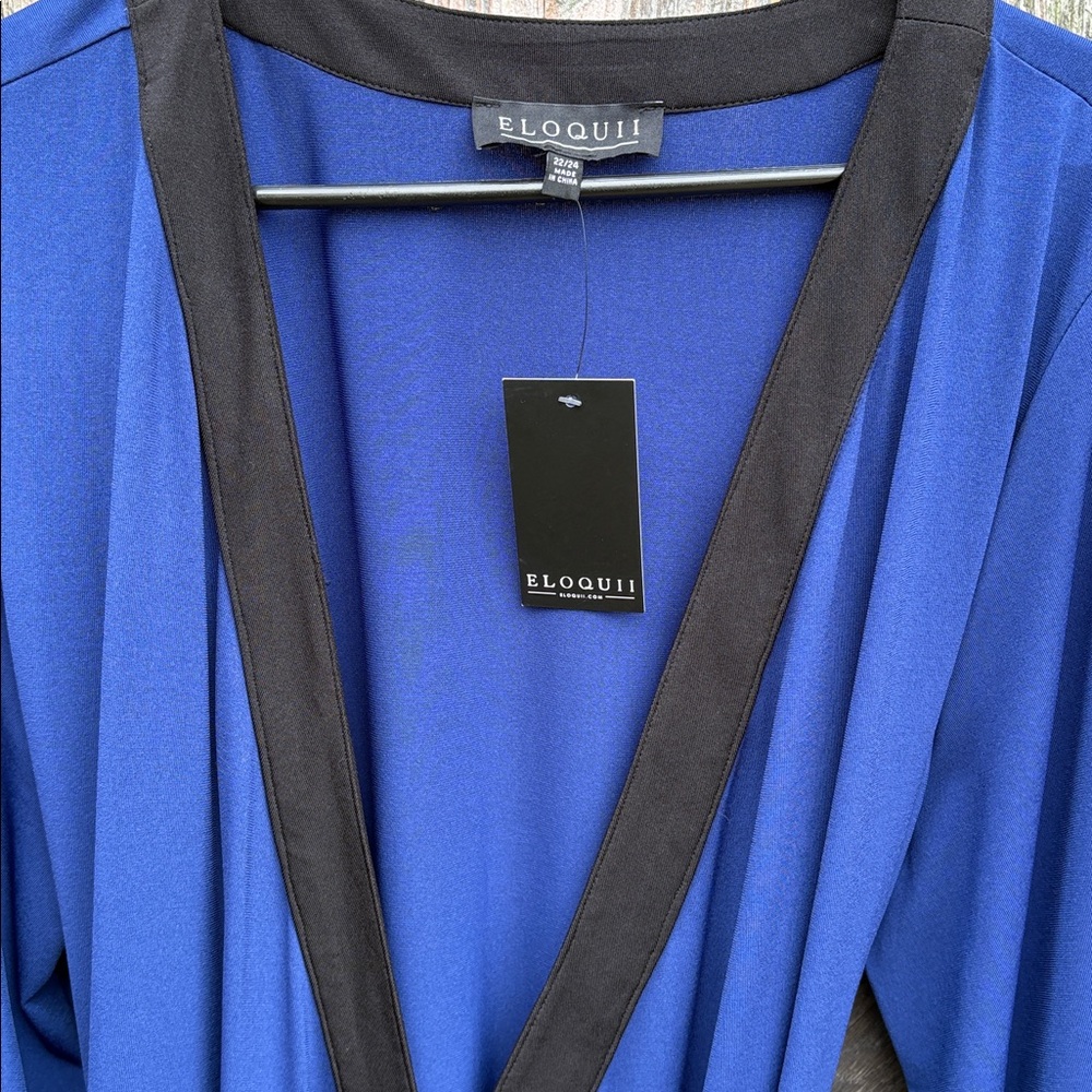 NWT Eloquii Blue Black Wrap Dress Size 22 / 24 Retail $109.00 - Picture 11 of 12